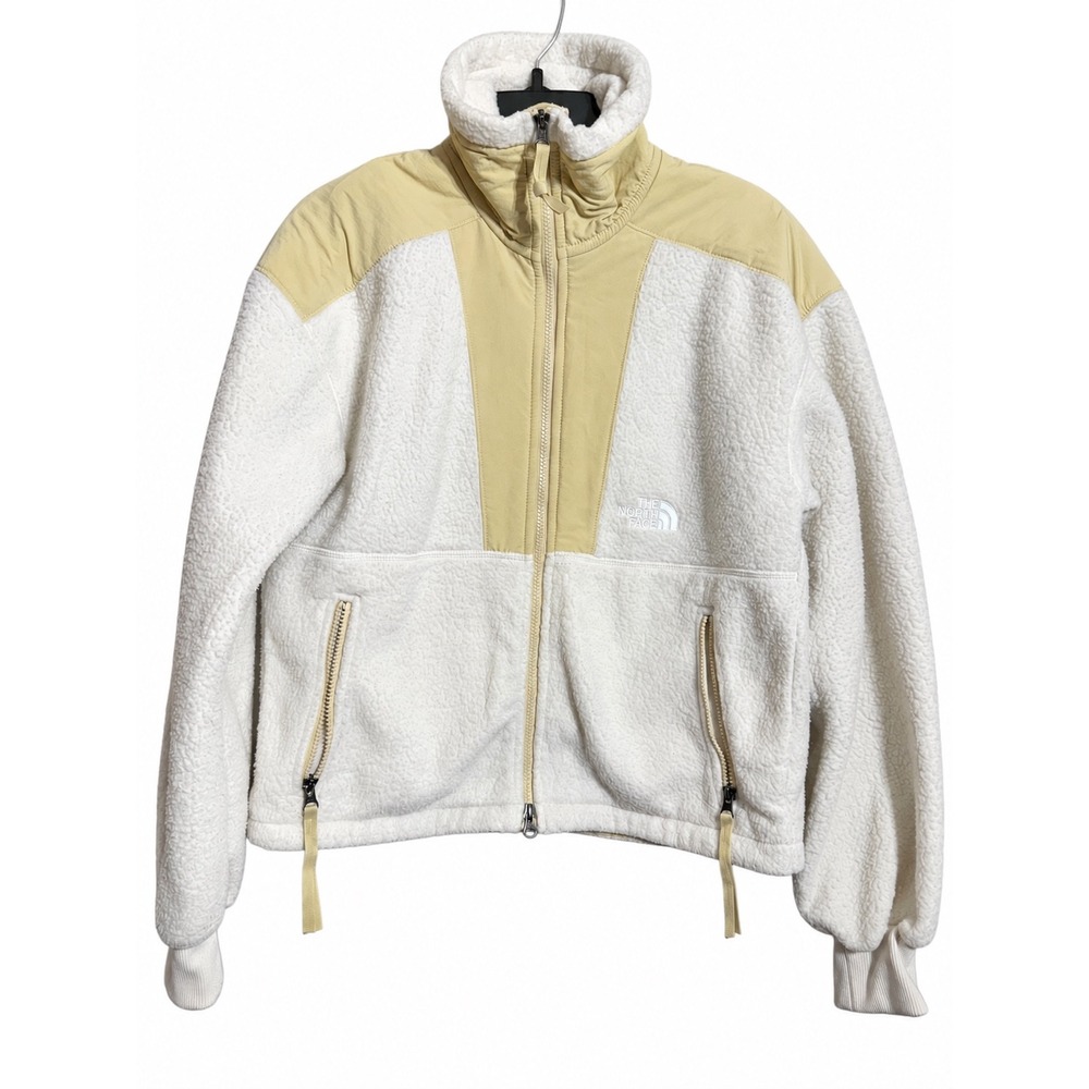 The North Face Womens Sherpa Fleece Full Zip Jacket Cream Tan Small NF0A5GG8